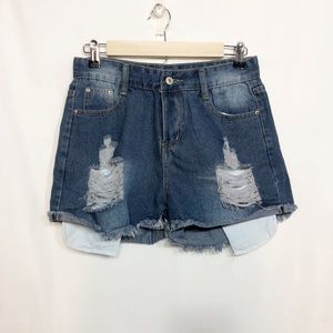 ZAFUL High Waisted Distressed Denim Shorts